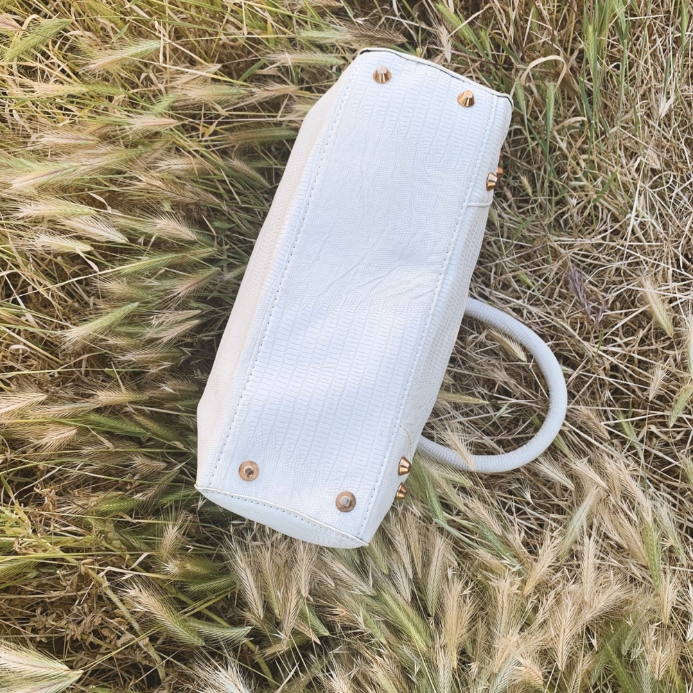 Structured White Satchel with Gold-Tone Accents - Women Bags - Picture 6 of 9